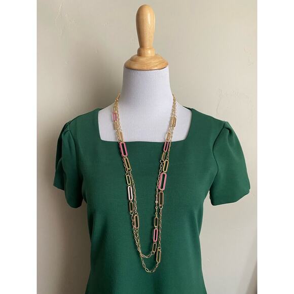 NWT Charming Gold/Pink Charlie Necklace and Earrings Set - Picture 2 of 4